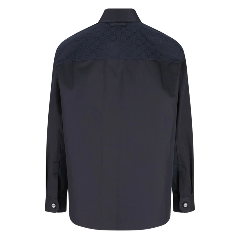 Gucci Chemise Structured Collar Button-Down Shirt With Chest Poc Black