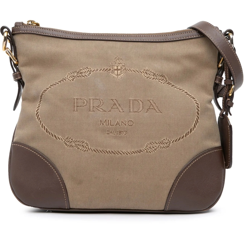 Prada Schultertasche Canvas Canapa Logo Crossbody braun