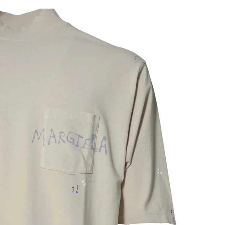 Maison Margiela Sand Cotton T-Shirt With Graffiti Logo