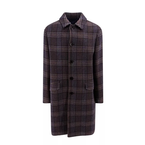 Etro Tartan Wool And Cashmere Coat Brown Giacche in cashmere
