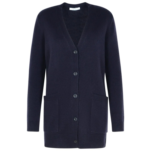 Max Mara Vest 'Villar' Cardigan In Blue Cashmere Blend Blue