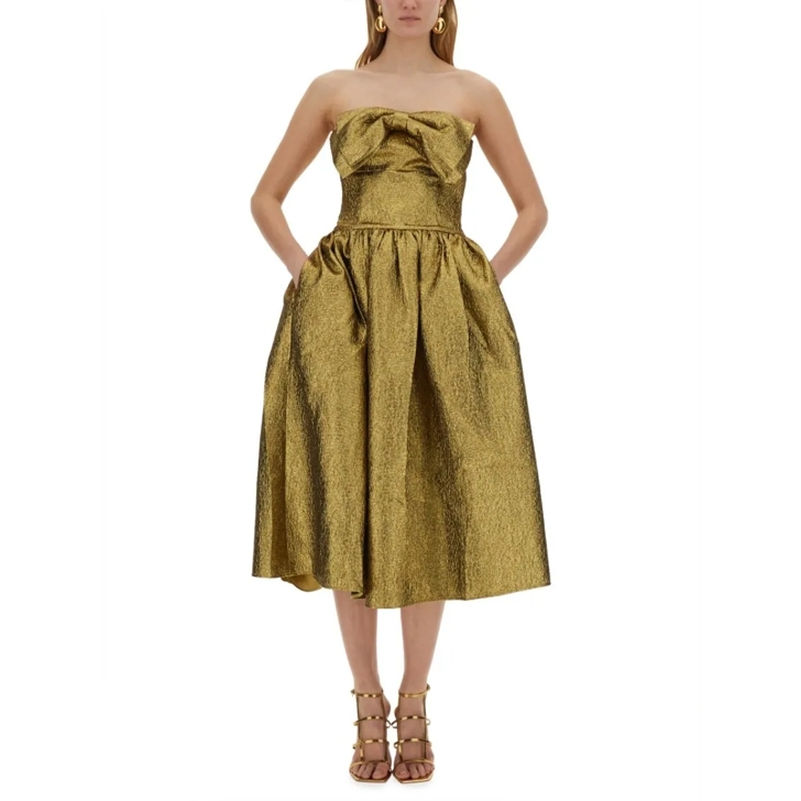 self-portrait☆Gold llic Jacquard Midi Dress【UK発】 Gold Metallic Jacquard Midi Dress – self-portrait-US