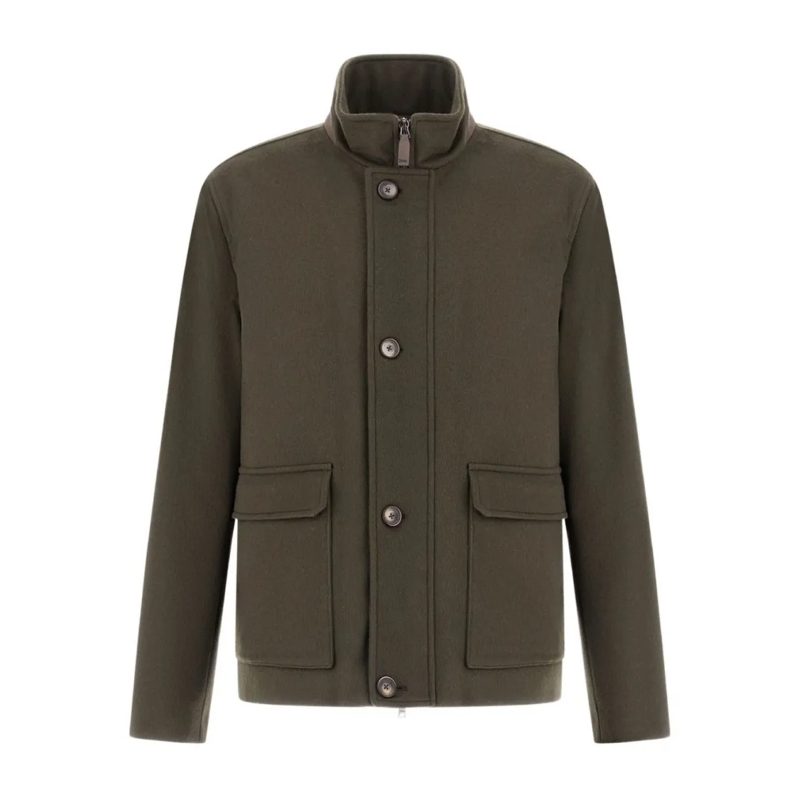 Herno Parka Olive Green Cashmere Field Jacket Green