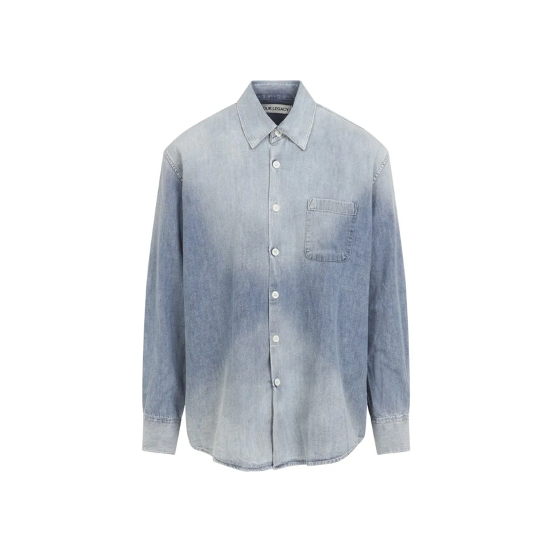 Our Legacy Hemd Gradient Wash Denim Button-Up Shirt Blue