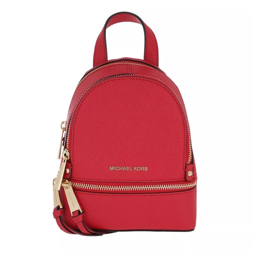 MICHAEL Michael Kors Rhea Zip XS Messenger Backpack Bright Red Rucksack