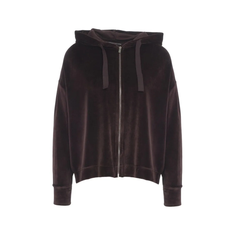 Majestic Filatures  Oversized Velour Hoodie With Zip Closure Black