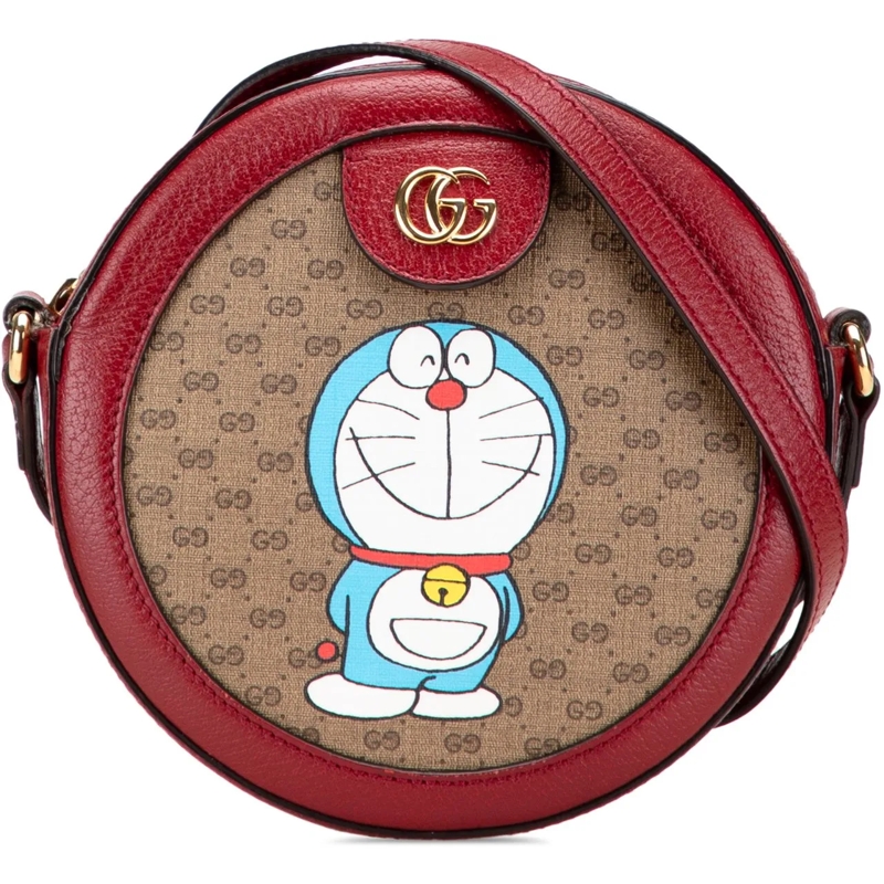Gucci Sac à bandoulière Micro GG Supreme Doraemon Round Crossbody braun