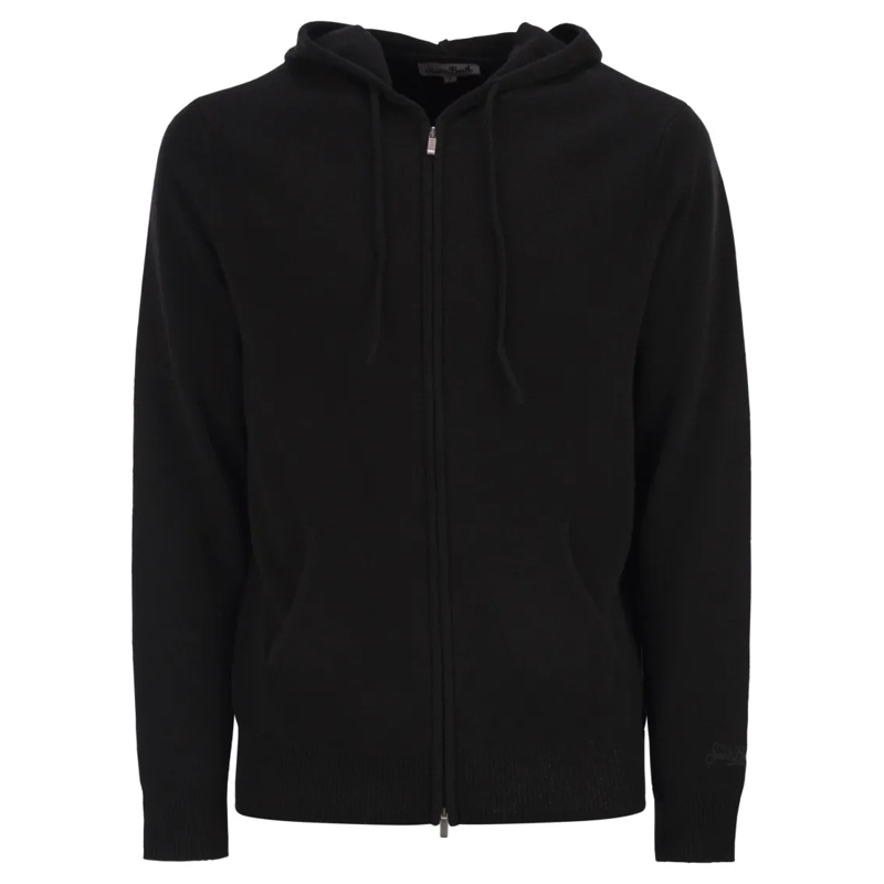 Mc2 Saint Barth Vest Wool Cardigan With Zip Black