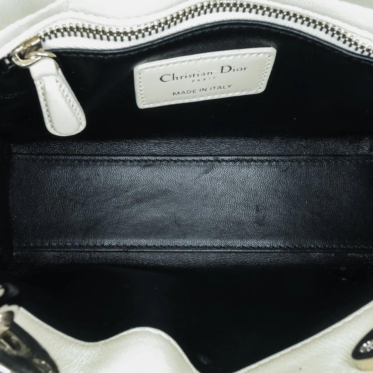 Thumbnail - Christian Dior Hobo Bags - 2014 Mini Calfskin Cannage Sequin Lady Dior - Gr. unisize - in Weiß - für Damen