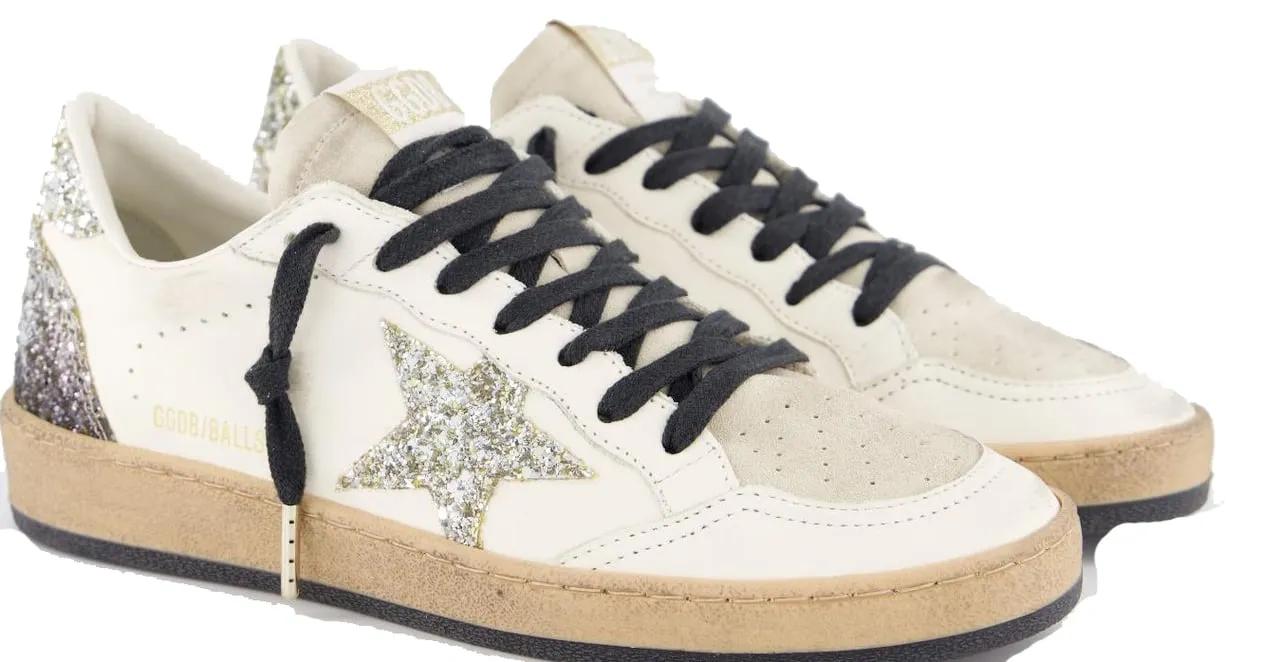 Thumbnail - Golden Goose Low-Top Sneaker - Dames Ball Star Sneaker Wit/Glitter - Gr. 40 (EU) - in Creme - für Damen