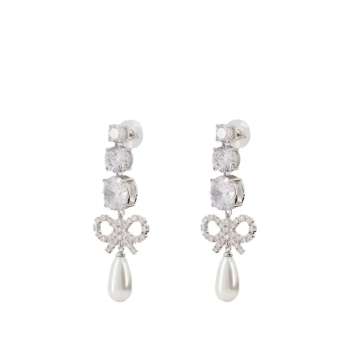 Self Portrait Ohrstecker Crystal Bow Pearl Earrings - Metal - Silver Silver