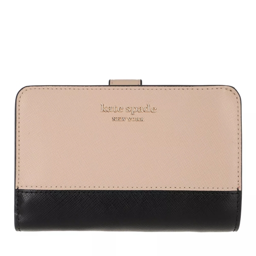Kate Spade New York Spencer Saffiano Leather Compact Wallet Warm Beige/Black Bi-Fold Portemonnee