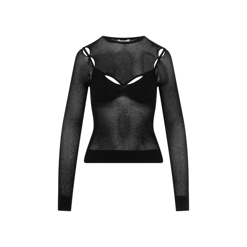 Off-White Haut à manches longues Net Arrow Bralette Black Viscose Top Black
