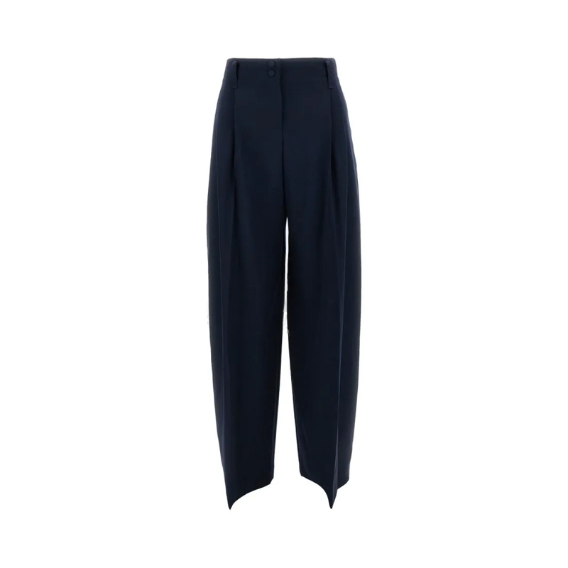 Alexander McQueen  Wide-Leg Wool Trousers With Pleats And Side Pocket Blue