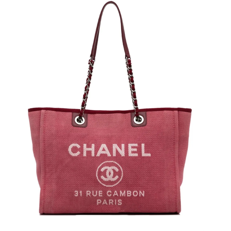Chanel Shopper Small Mixed Fibers Deauville Tote rot