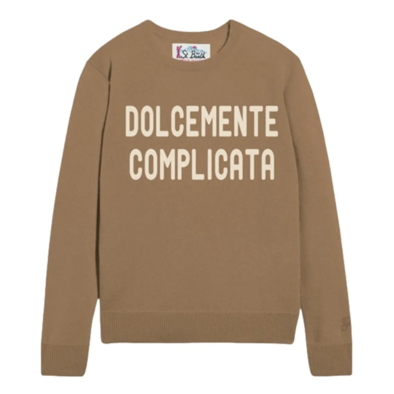 Mc2 Saint Barth Trui Bold Graphic Sweater With Print Brown