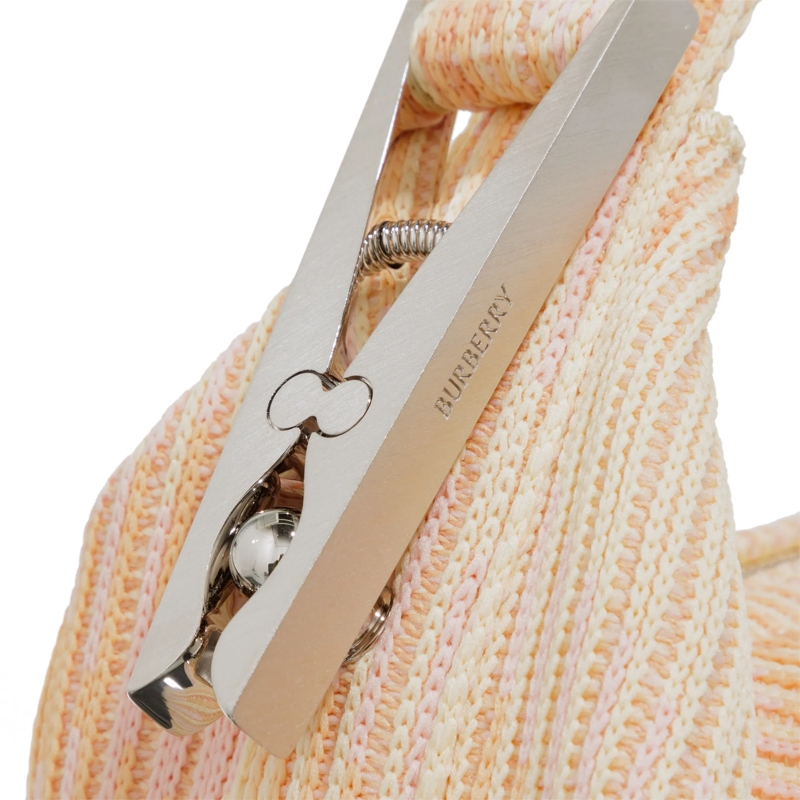 Burberry Hobo Bag Check Pattern Zipped Tote Bag Sherbet(Image 4)