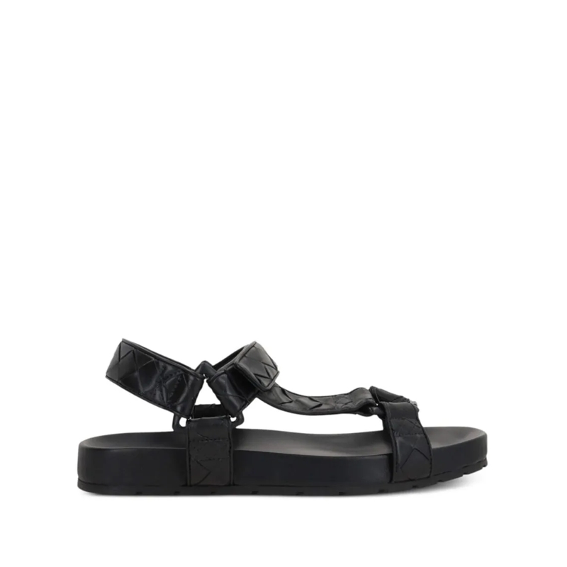 Bottega Veneta Loafer Black Calf Leather-Rubber Sandals Black