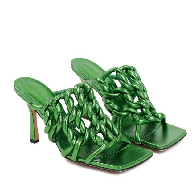 Bottega Veneta Sandalen Green Stretch Mules in groen