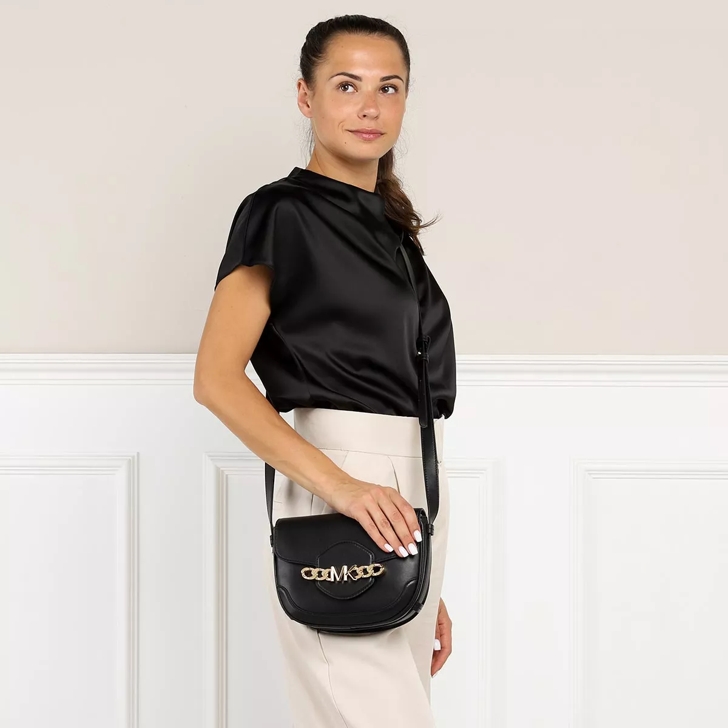 Michael Kors Medium Saddle Messenger Black Crossbody Bag