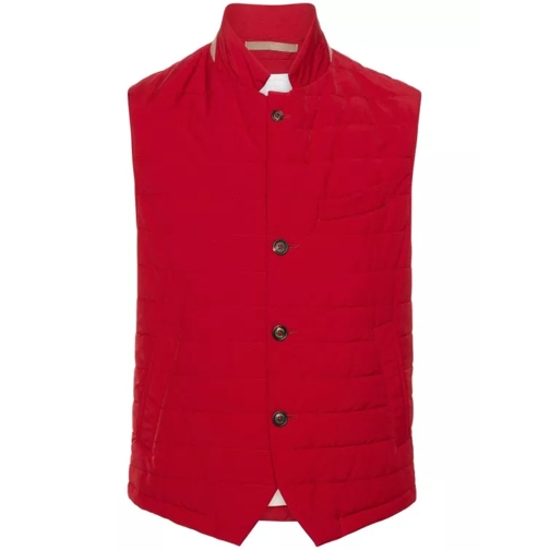 Eleventy Red Button-Up Vest Red 
