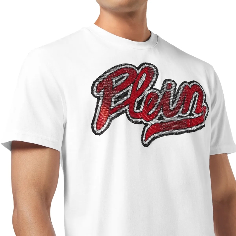 Philipp Plein T-Shirt T-Shirt Rundhalsausschnitt Ss Signature Verziert weiss(Image 5)