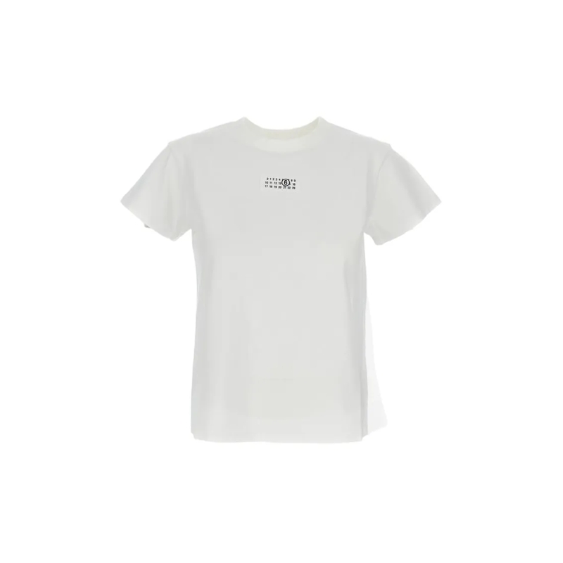 MM6 Maison Margiela T-Shirt Crewneck T-Shirt With Ribbed Trim Neutrals