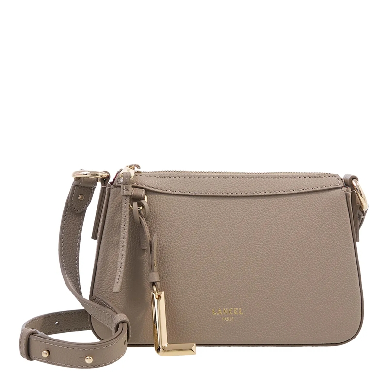 Lancel Crossbody Bag Faubourg Grained Cowhide Leather - Mini Top Zip Ba Greige