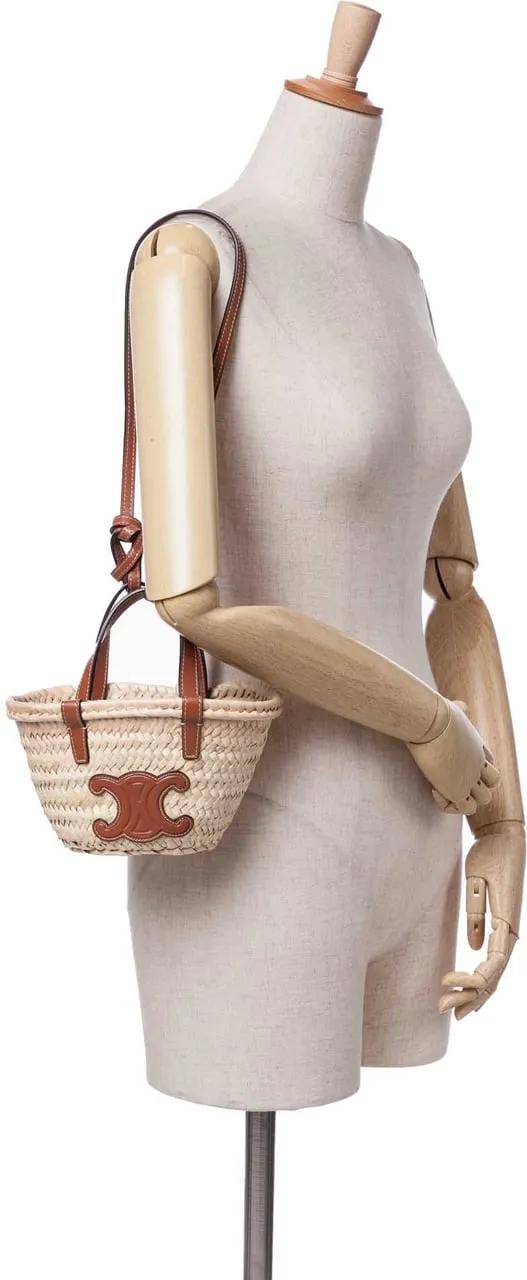 Thumbnail - Celine Hobo Bags - Nano Raffia Cuir Triomphe Classic Panier Tote - Gr. unisize - in Braun - für Damen