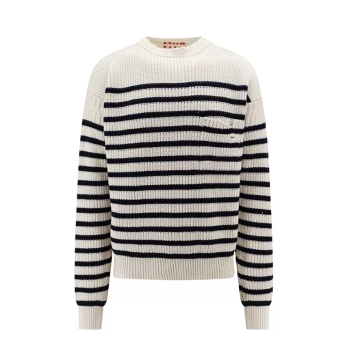 Marni Virgin Wool Sweater With Striped Motif Neutrals 