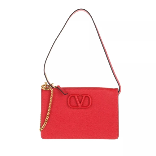Valentino Garavani Mini V Logo Crossbody Bag Leather Red Pochette