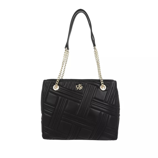DKNY Alice Small Double Zip Tote Leather Black Gold Tote