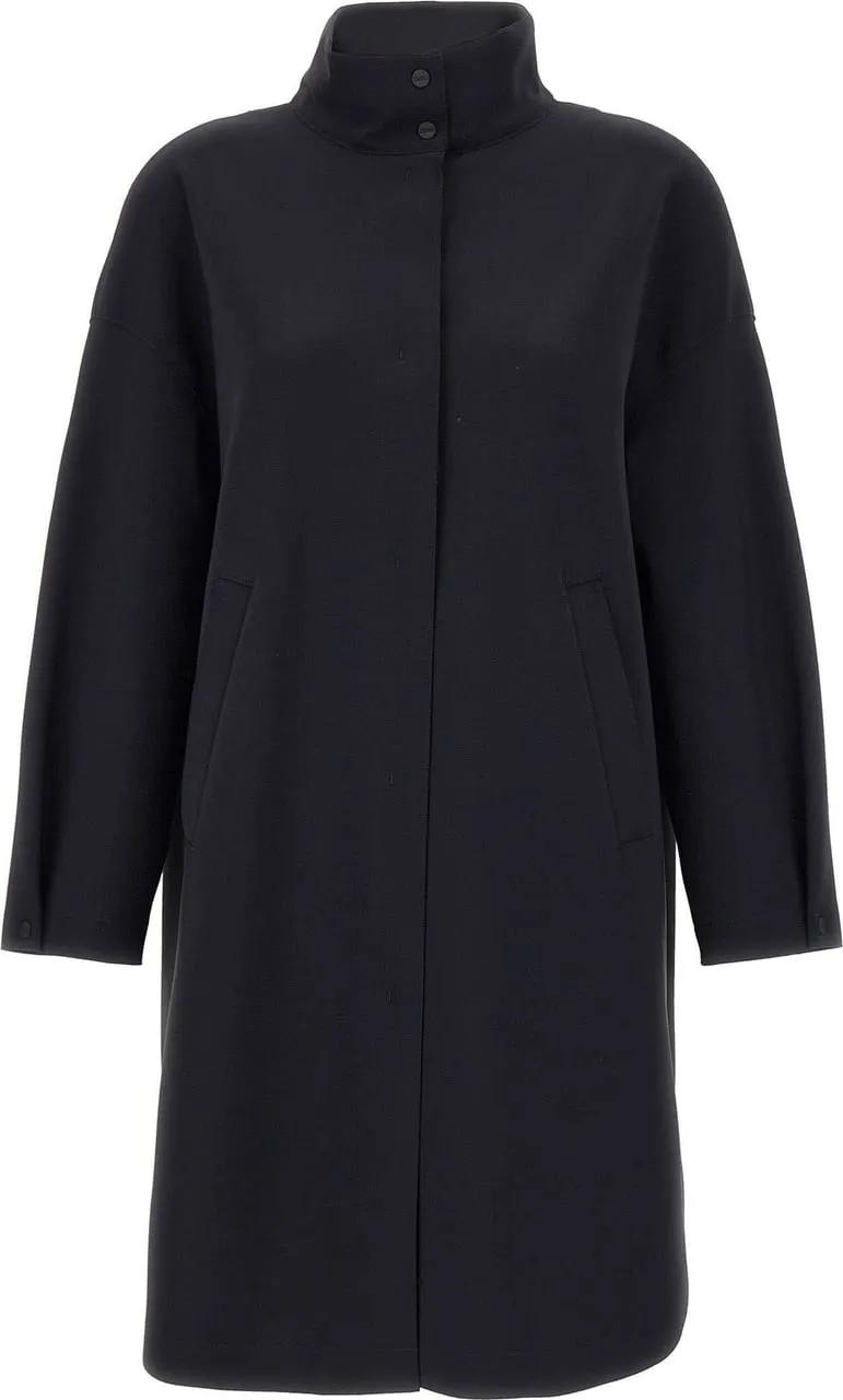 Thumbnail - Herno - Oversized Black Jacket With High Collar - Größe 44 - schwarz