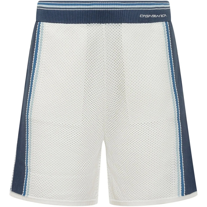 Casablanca Shorts Shorts in Maglia Traforata a Righe Laterali weiß