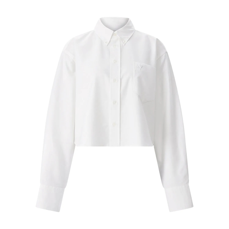 AMI Paris Bluse Cropped Shirt Oxford White