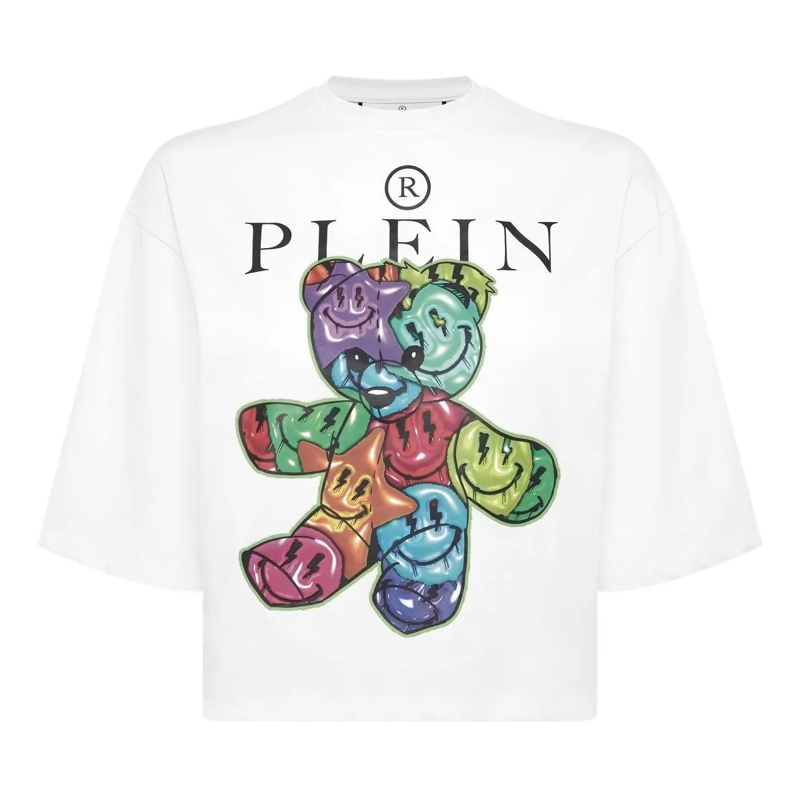 Philipp Plein T-Shirt T-Shirt Rundhalsausschnitt Ss Teddy weiss