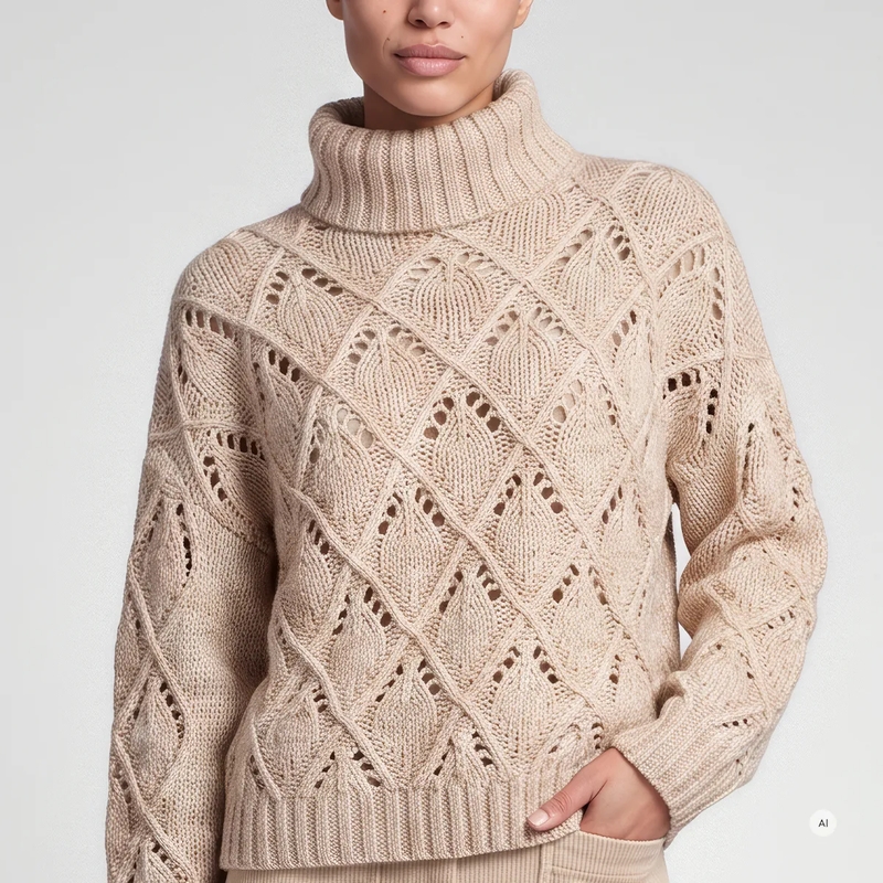 Marc Aurel Rollkragenpullover Pullover- grobes Ajourmuster- Rippenabschlüsse beige(Image 3)