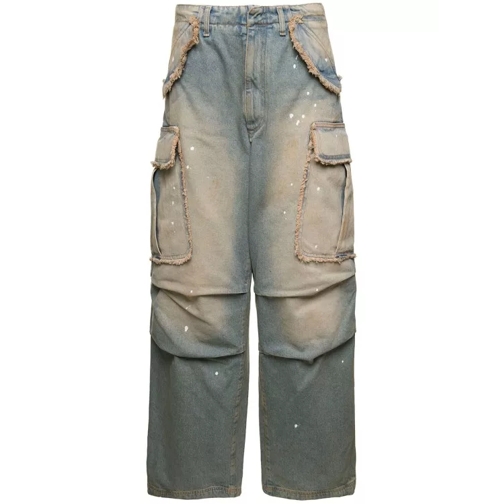 Darkpark Vivi Light Blue Cargo Jeans With Bleached Effect A Blue 