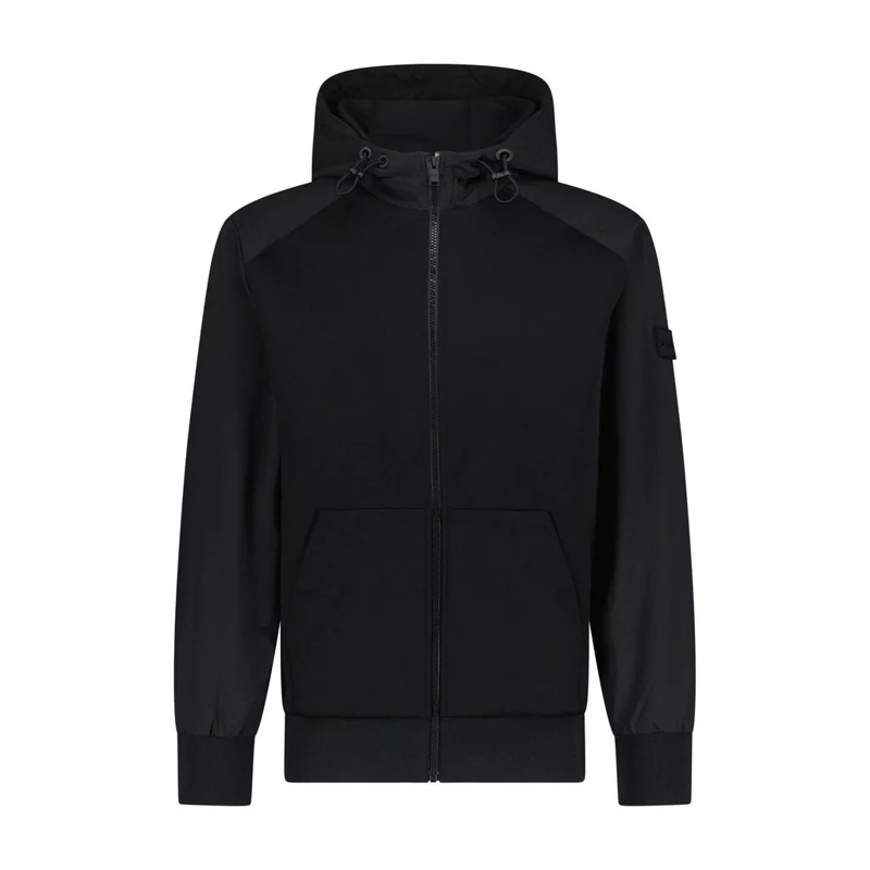 Boss Übergangsjacke Sweatjacke Steele im Material-Mix Schwarz