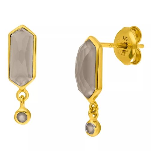 Leaf Earring Cube grey agate, silver gold plate Grey Agate Pendant d'oreille