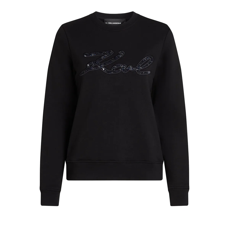 Karl Lagerfeld Sweatshirt SWEATSHIRT MIT KARL-SIGNATUR AUS BOUCLÉ schwarz