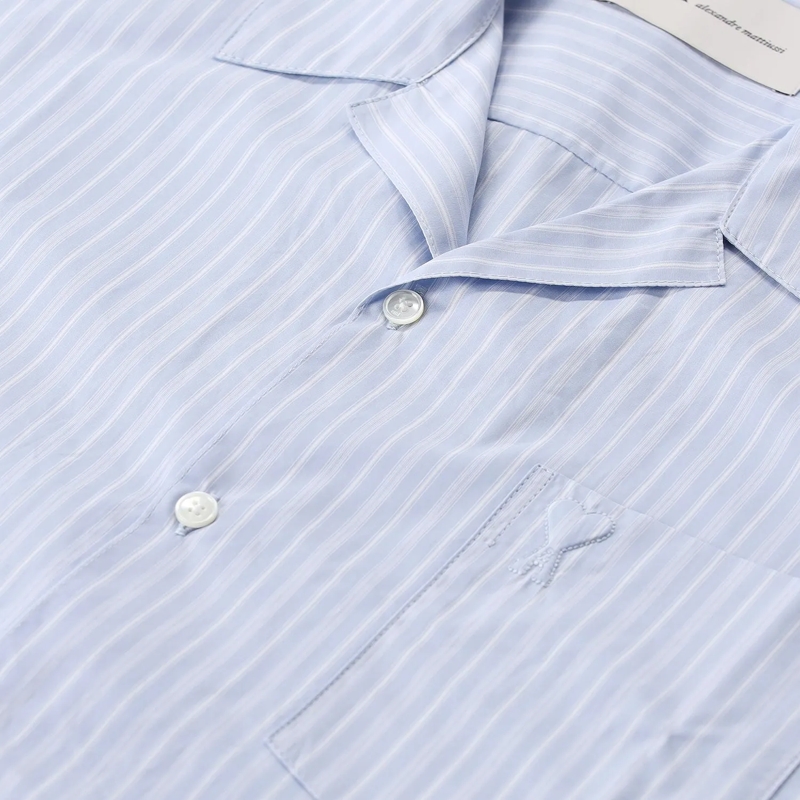 AMI Paris Hemd Light Blue Short-Sleeve Shirt With Pearl Accents Grey(Image 7)