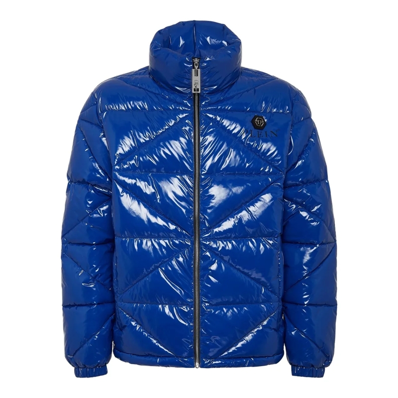 Philipp Plein Lederjacke Jacke Hexagon dunkel-blau