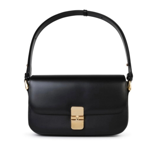 A.P.C. Schultertasche Grace Bguette' Black Smooth Leather Crossbody Bag Black