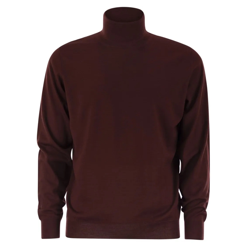 Fedeli Pullover Superfine Wool Turtleneck Derby Burgundy