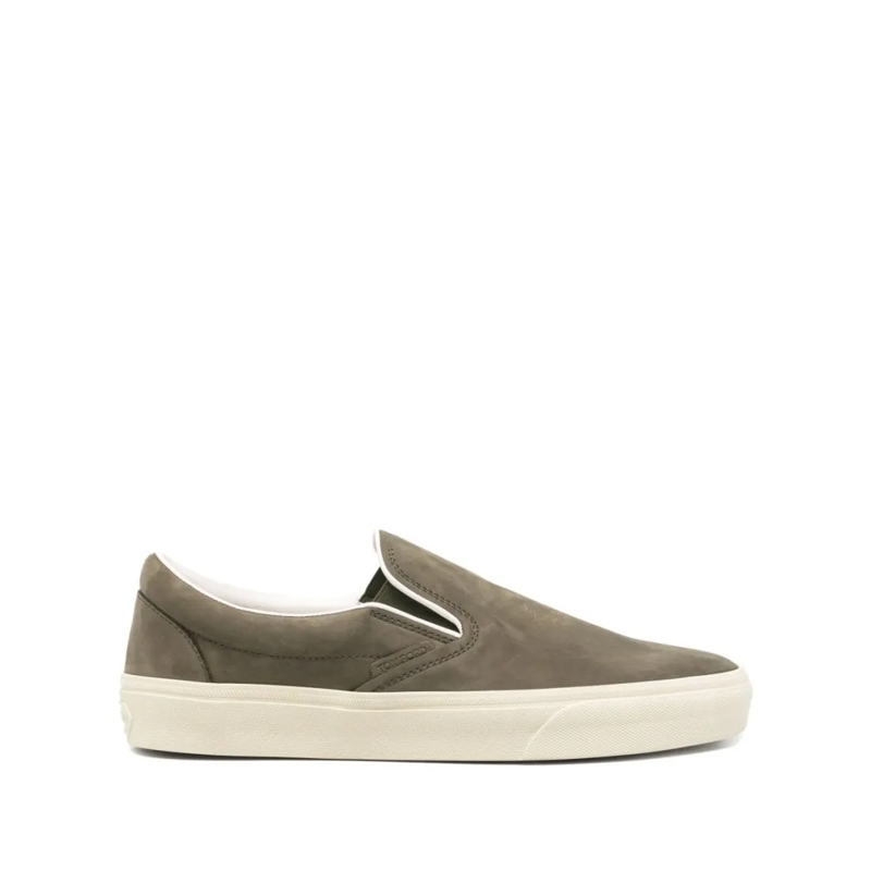 Tom Ford Lage-top sneaker Olive Calf Suede Slip-On Sneakers Grey