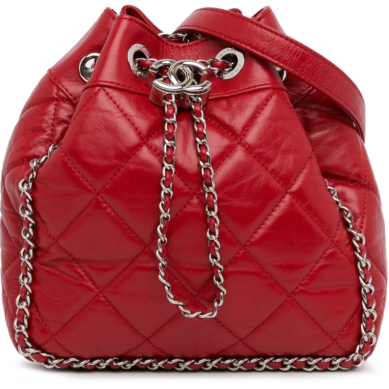 Chanel Sac à bandoulière Aged Calfskin Chain Around Drawstring Bucket rot