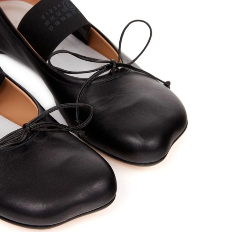 MM6 Maison Margiela Balletschoenen Leather Ballerina Black(Image 6)
