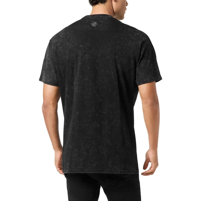 Philipp Plein Maxikleid T-Shirt Kimono Cut Round Neck Eagle Embellished schwarz