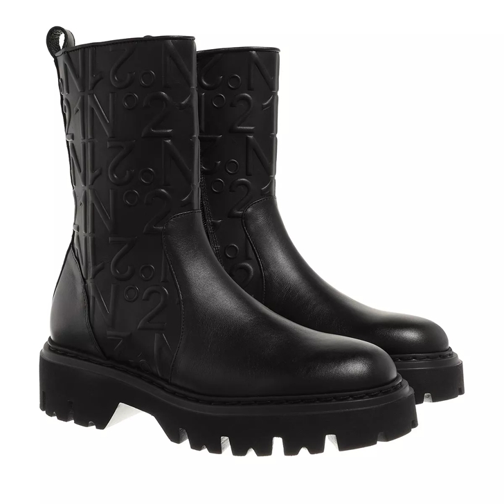 N 21 Combat Boots Embossed Logo Black Boot